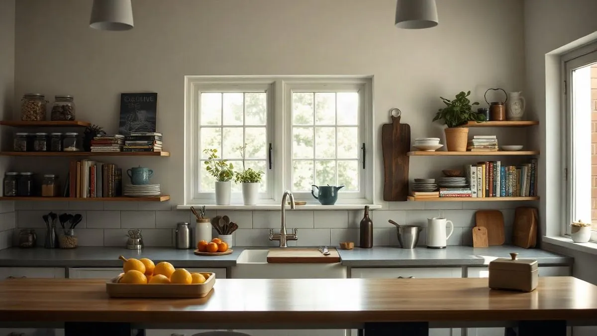 A lived-in home kitchen in morning light